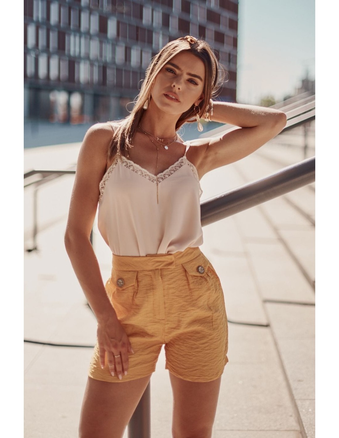 Yellow women\'s casual shorts MP47370 - Online store - Boutique